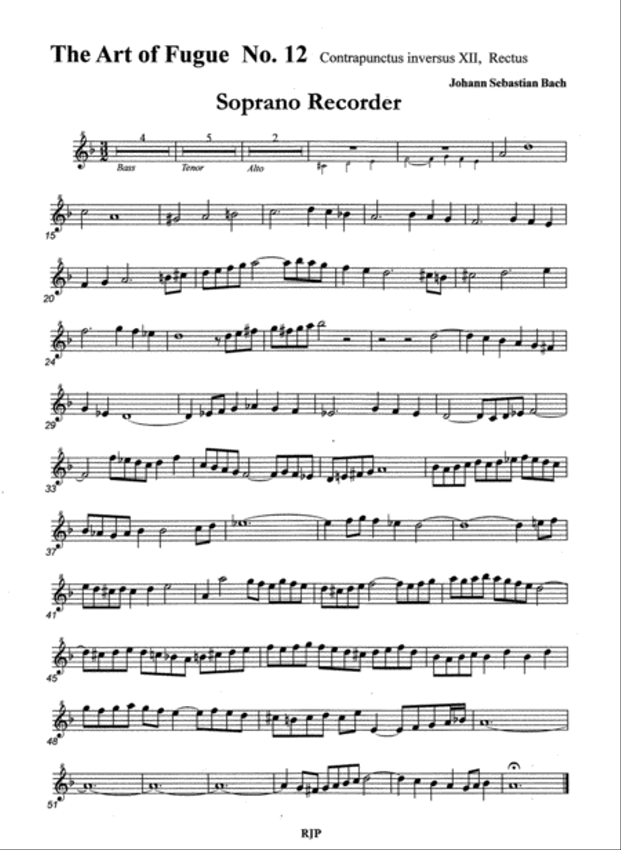 The Art of Fugue, No. 12 4-Part scores gallery preview page 2