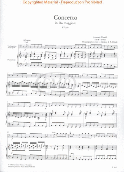 Concerto in C for Violoncello, Strings and Cembalo, RV 399