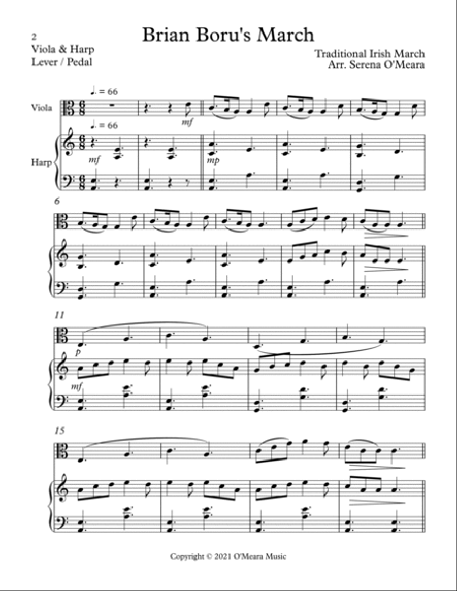 Brian Boru’s March, Duet for Viola and Harp String Duet scores gallery preview page 2