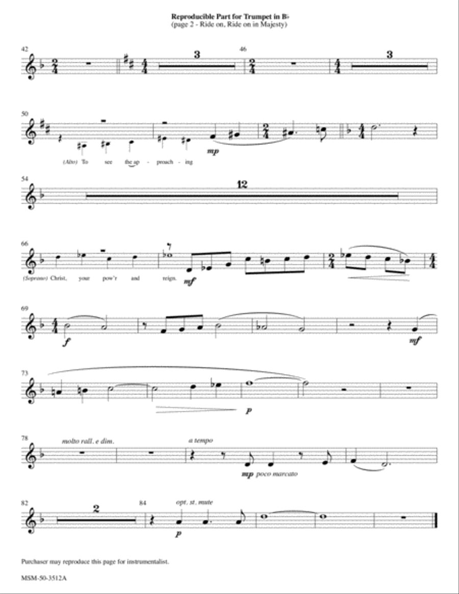 Ride On, Ride On in Majesty (Downloadable Trumpet Parts) Choir scores gallery preview page 2