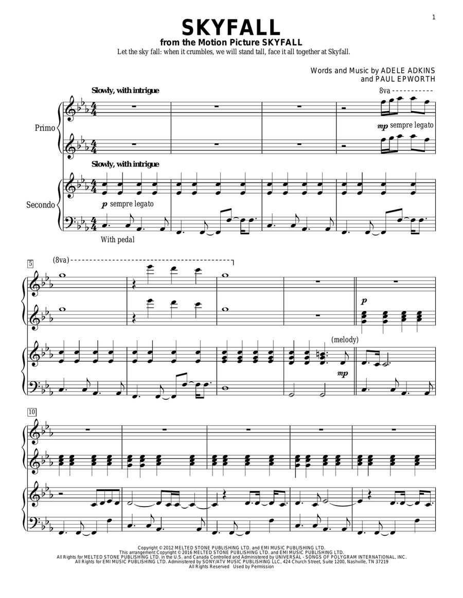 Skyfall Skyfall Piano Duet scores gallery preview page 1