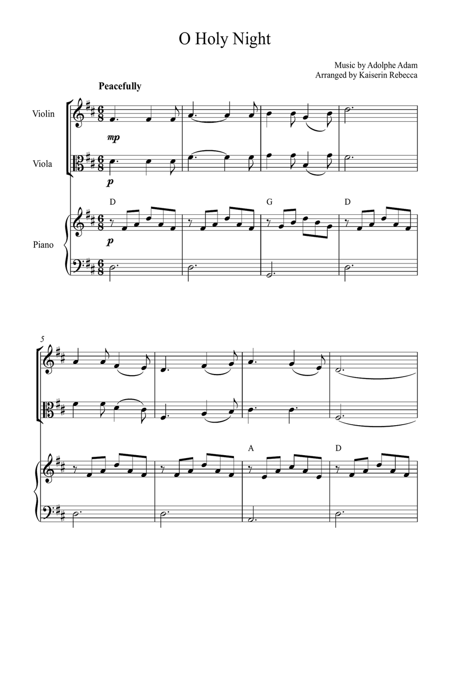 O Holy Night String Duet scores gallery preview page 1