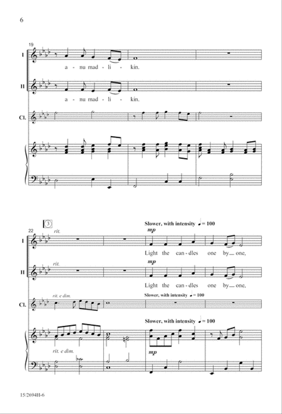 Hanerot Halalu (Light the Candles) 2-Part scores gallery preview page 6