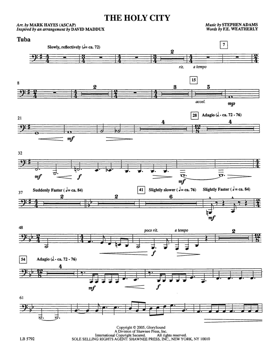 The Holy City (arr. Mark Hayes) - Tuba Choir scores gallery preview page 1