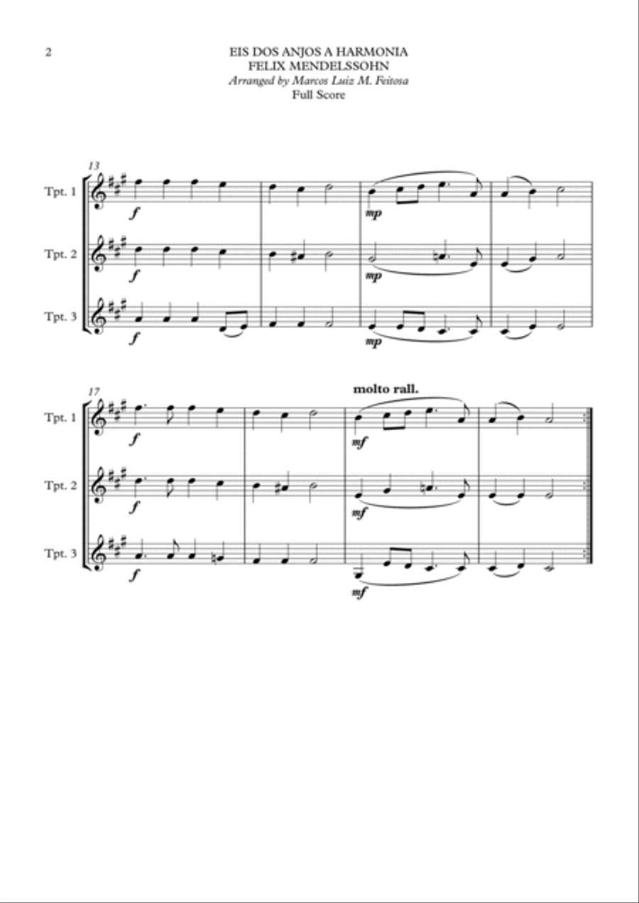 Hark The Herald Angels Sing (Eis dos Anjos a Harmonia) - Trumpet Trio Trumpet Trio scores gallery preview page 4