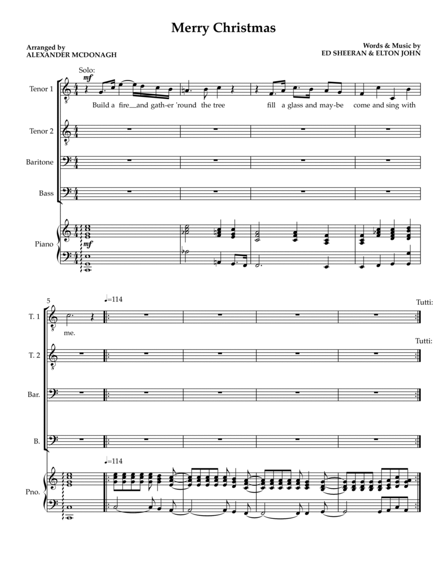 Merry Christmas TTBB scores gallery preview page 1