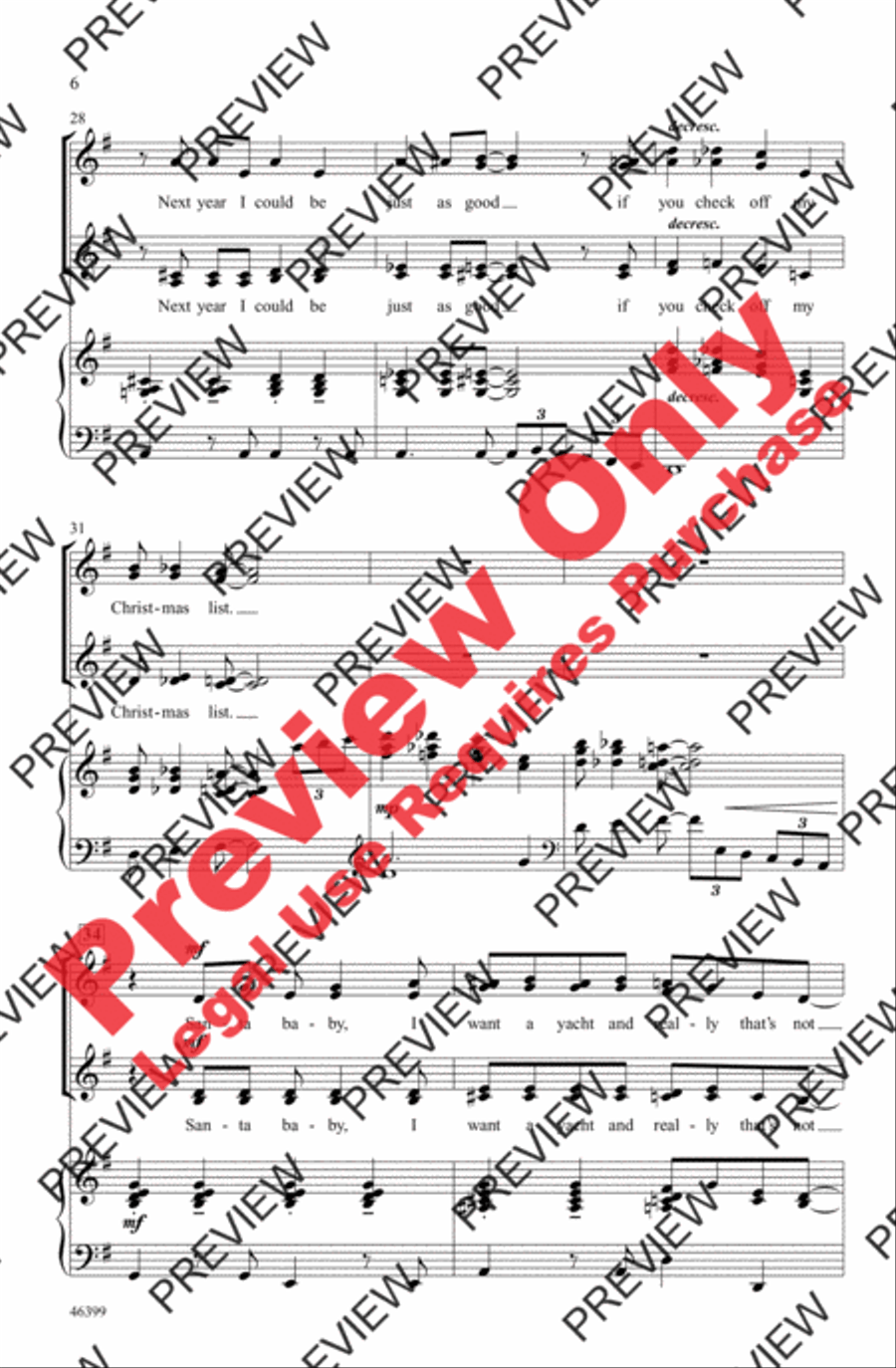 Santa Baby Santa Baby Women's Choir scores gallery preview page 6