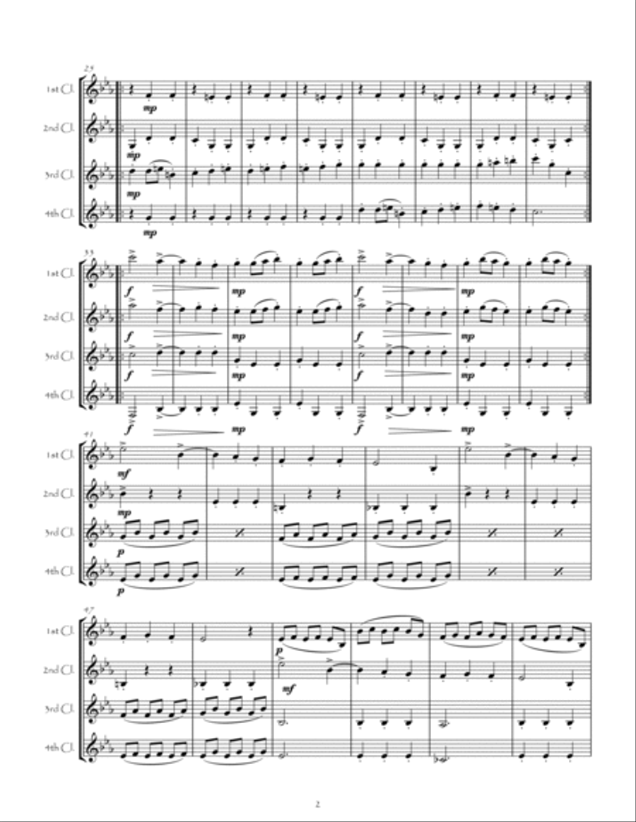 Slavonic Dance Op46 No8 for Clarinet Quartet Clarinet Quartet scores gallery preview page 2