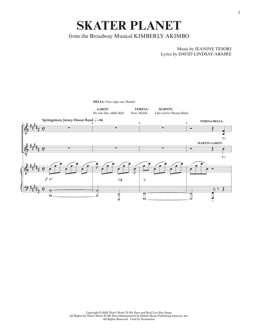 Skater Planet (from Kimberly Akimbo) Voice scores gallery preview page 1