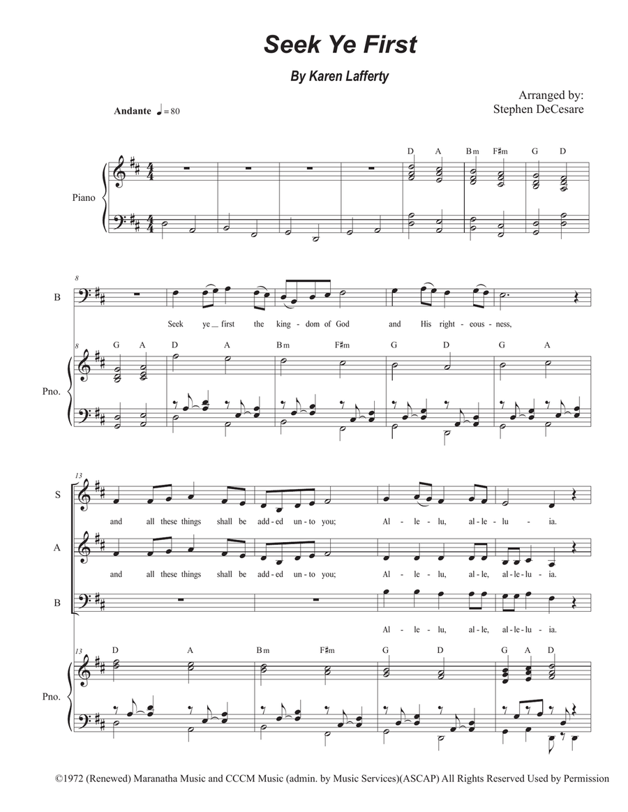 Seek Ye First Seek Ye First 3-Part scores gallery preview page 1