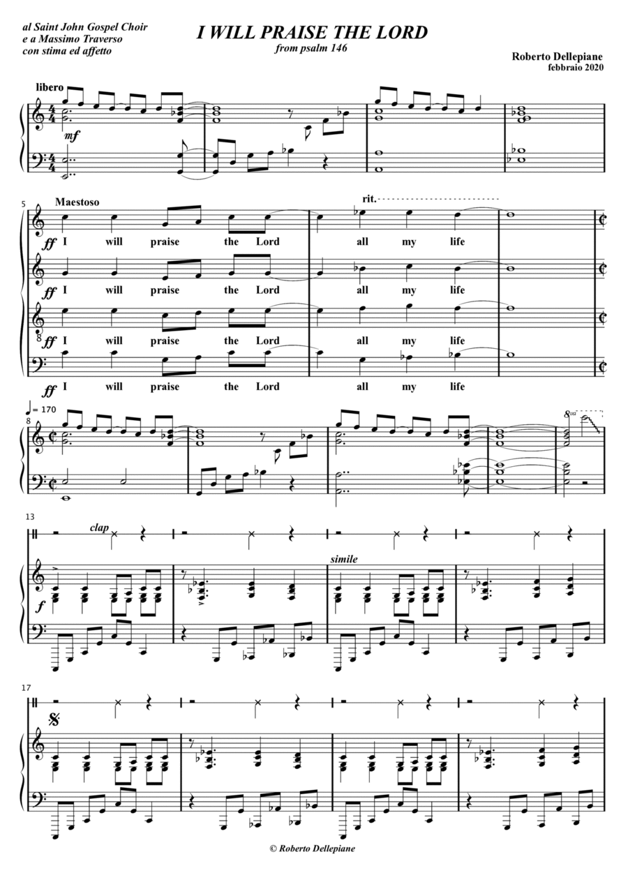 I will praise the Lord (psalm 146) 4-Part scores gallery preview page 1