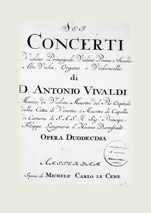 Book cover for Vivaldi - Six Concertos Op.12 for Violin, Strings and Cembalo - Full scores and Parts