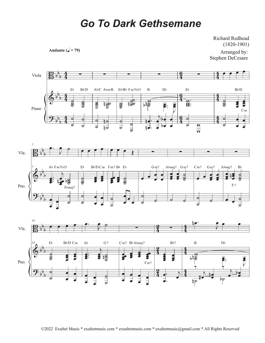 Go To Dark Gethsemane (Viola solo and Piano) Piano scores gallery preview page 1