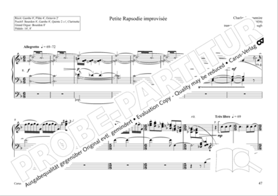 Tournemire: Funf Improvisationen fur Orgel solo Organ Solo scores gallery preview page 47