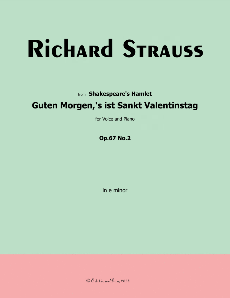 Guten Morgen,'s ist Sankt Valentinstag, by Richard Strauss, in e minor Voice scores gallery preview page 1