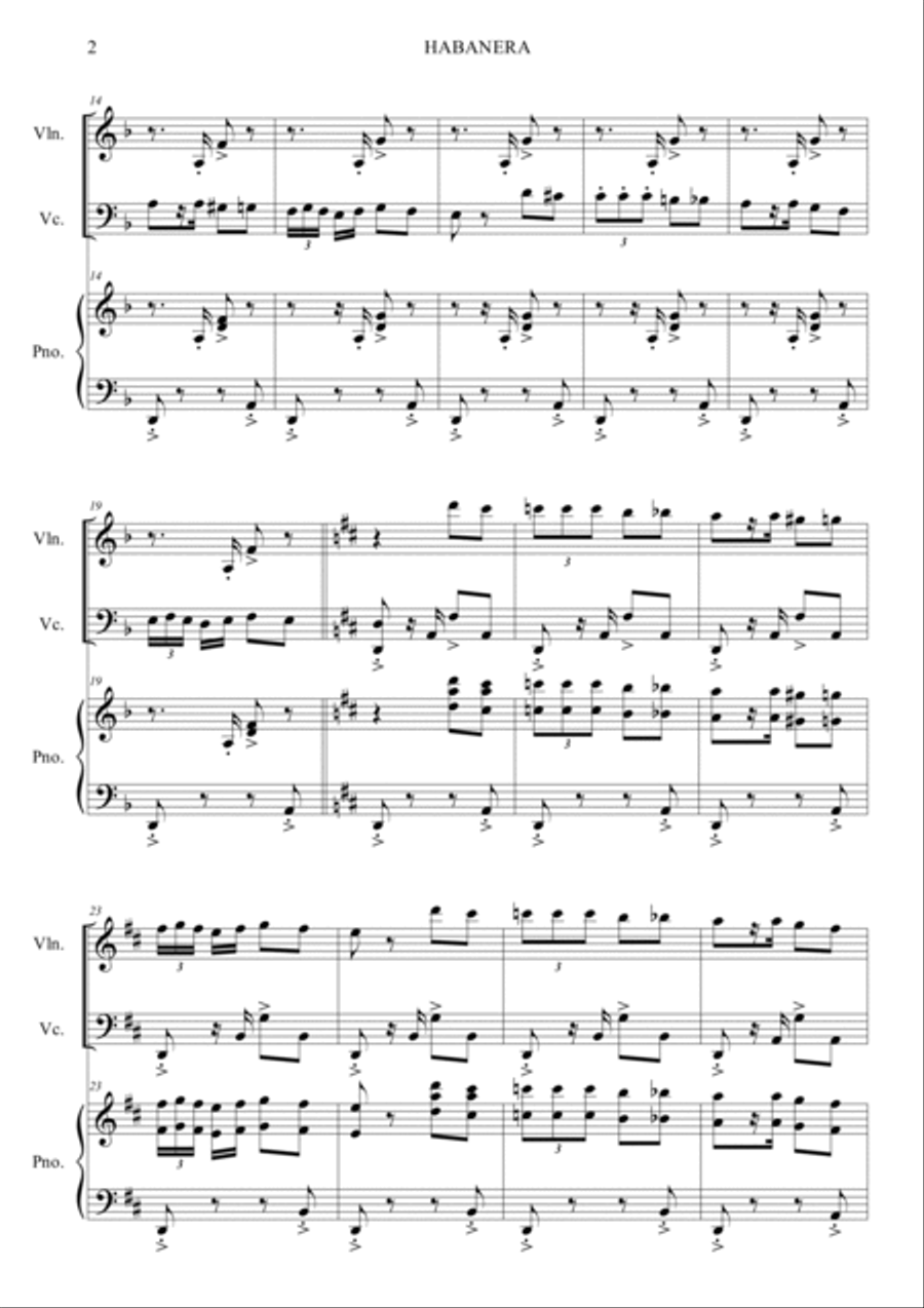 Habanera (Opera Carmen) Piano Trio scores gallery preview page 2