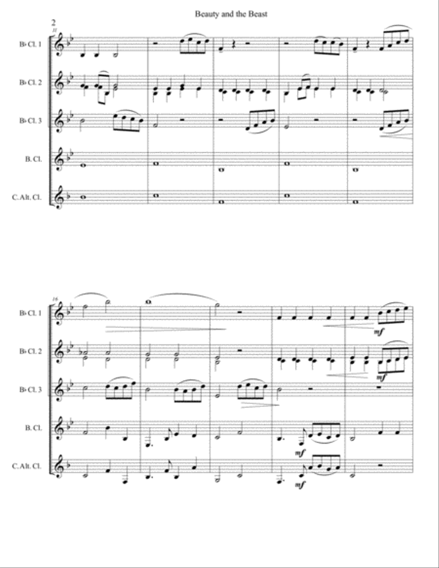 Beauty And The Beast Woodwind Ensemble scores gallery preview page 2