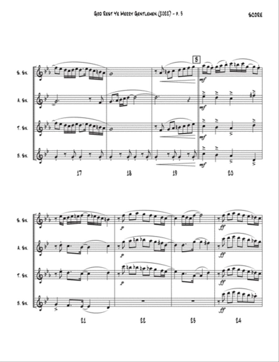 God Rest Ye Merry Gentlemen (2022) Saxophone Quartet scores gallery preview page 3