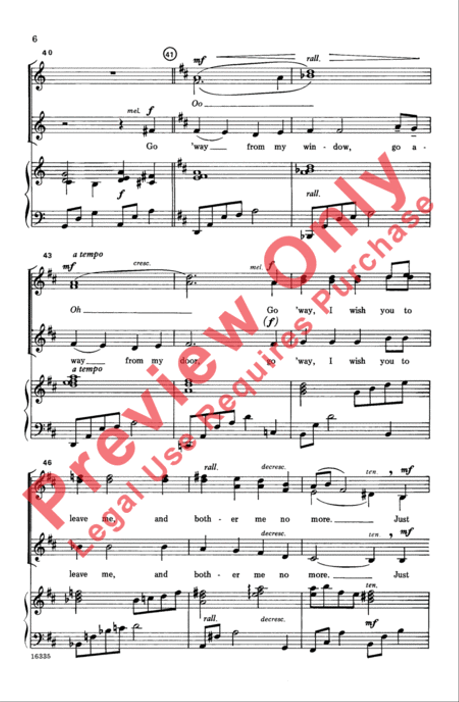 Go 'Way from My Window Women's Choir scores gallery preview page 6