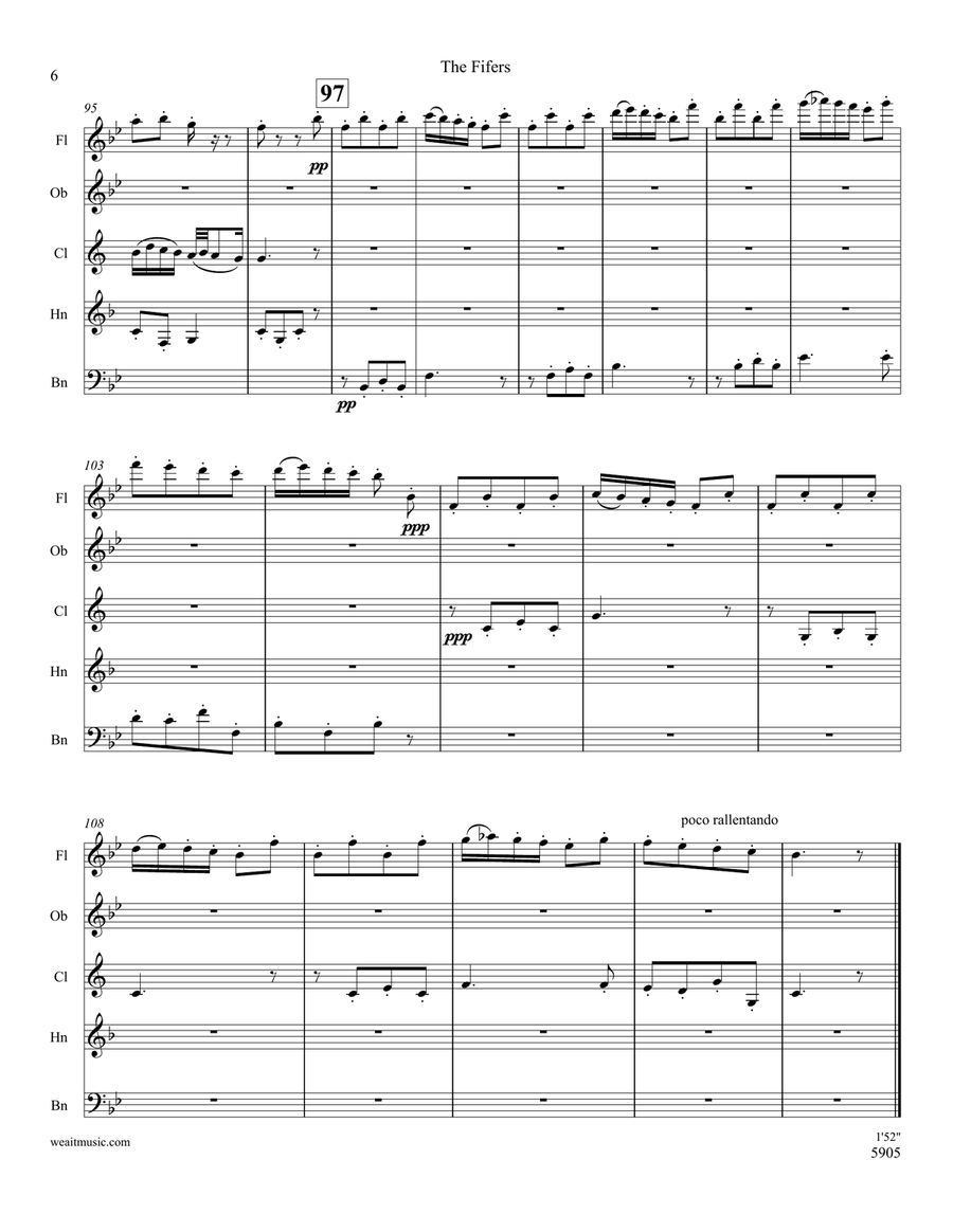 The Fifers for woodwind quintet (2’15) Woodwind Quintet scores gallery preview page 6