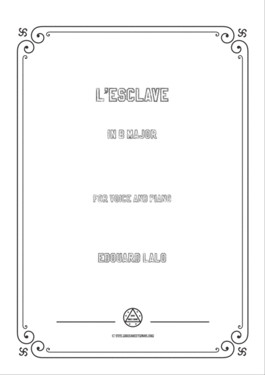 Lalo-L'esclave in B Major,for Voice and Piano Voice Solo scores gallery preview page 1