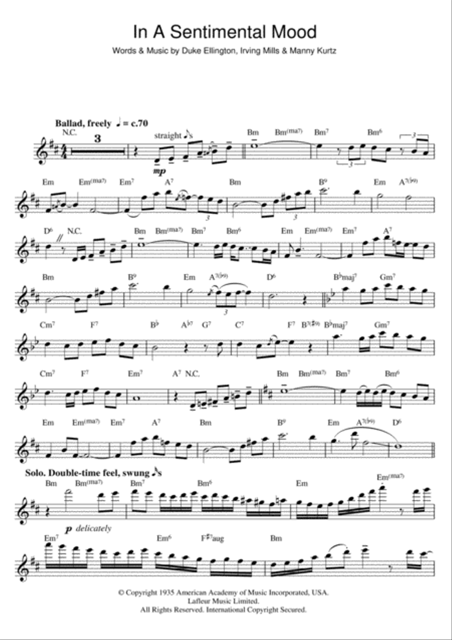 In A Sentimental Mood In A Sentimental Mood Flute Solo scores gallery preview page 1