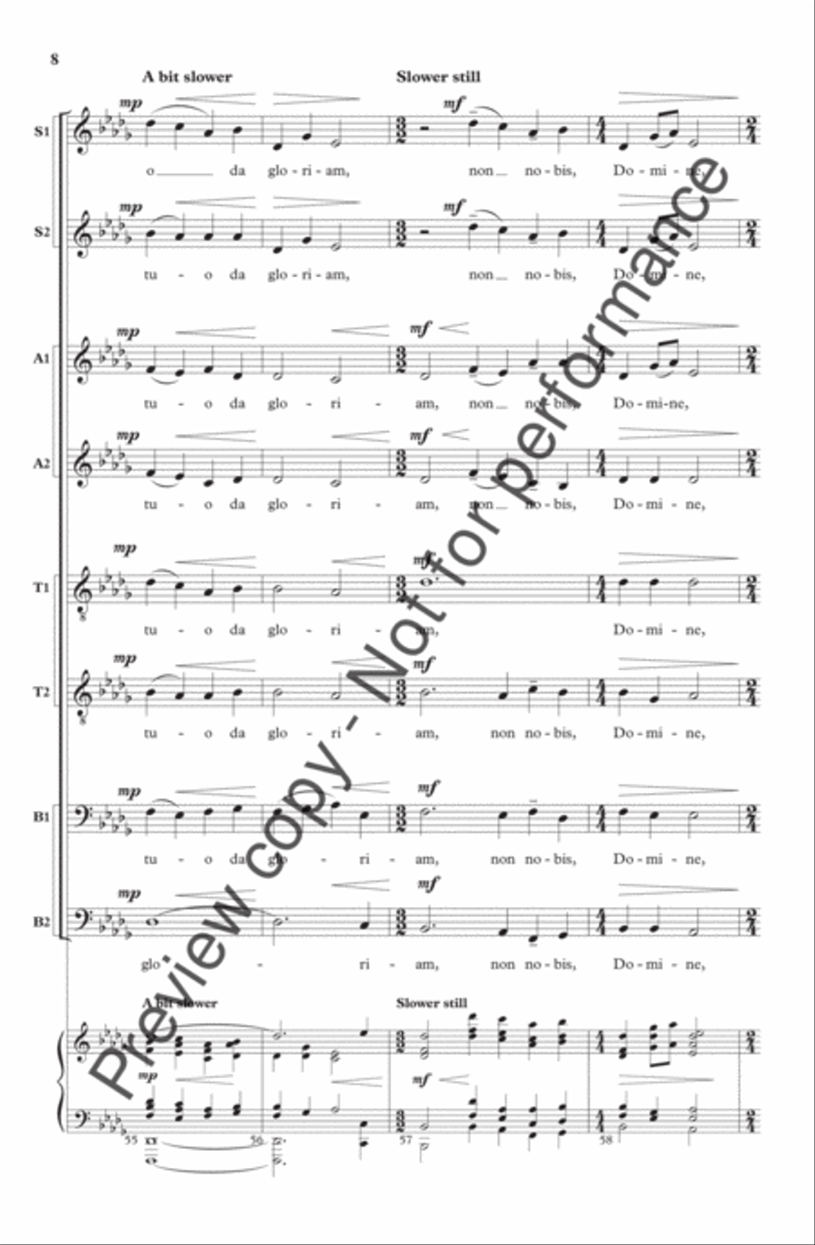Non Nobis, Domine 4-Part scores gallery preview page 8