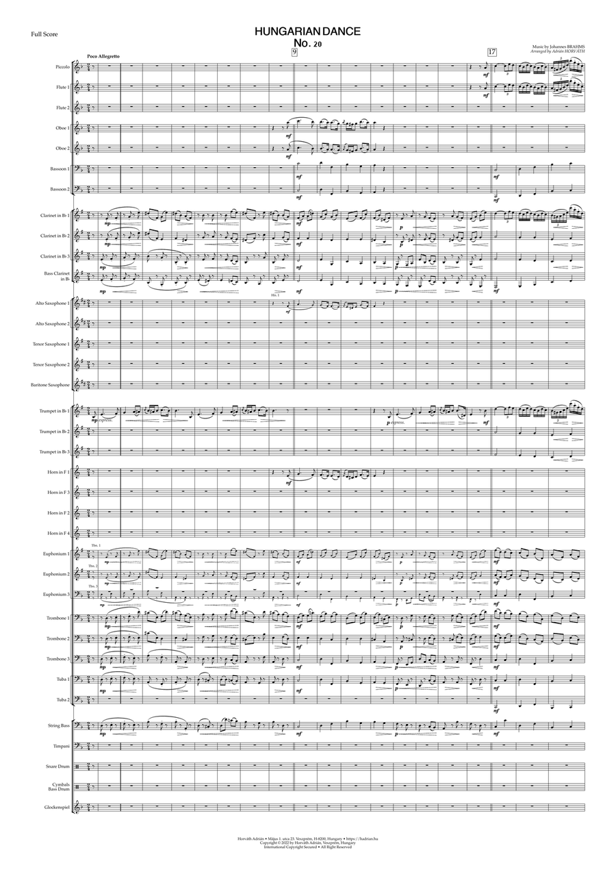 Hungarian Dance No.20 Concert Band scores gallery preview page 2