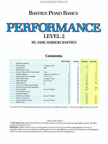 Bastien Piano Basics, Level 2, Performance