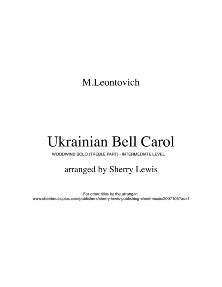 Ukrainian Bell Carol - Carol of the Bells WOODWIND SOLO or any treble clef instrument (for woodwind image number null