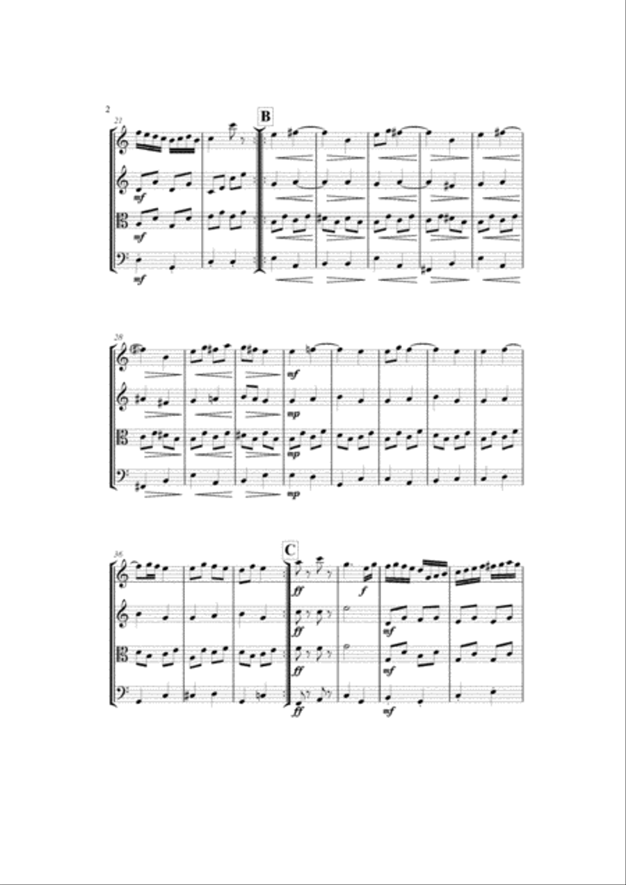 Dance of the Comedians from The Bartered Bride by Smetana for string quartet, score, parts String Quartet scores gallery preview page 2