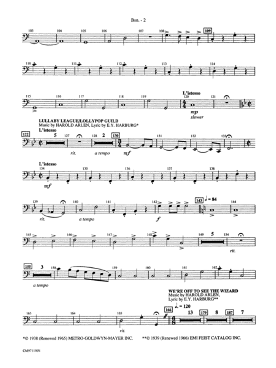 The Wizard of Oz -- Choral Revue: Bassoon Bassoon Solo scores gallery preview page 2