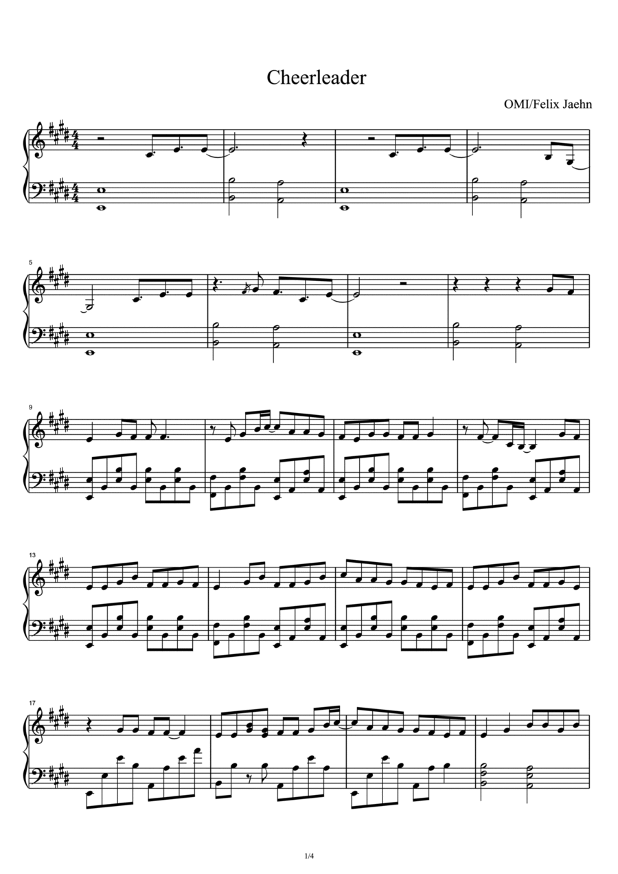 Cheerleader - Felix Jaehn Remix Radio Edit Piano Solo scores gallery preview page 1