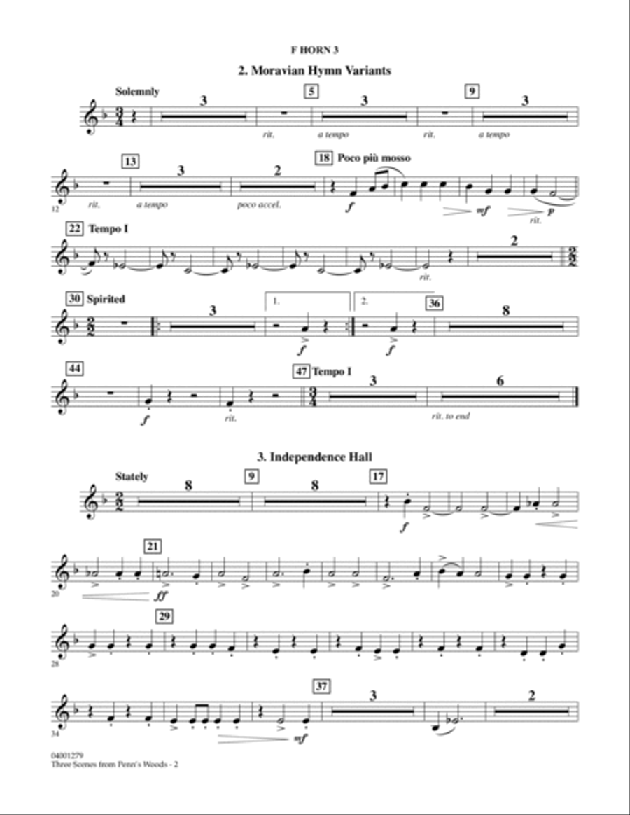 Three Scenes From Penn's Woods - F Horn 3 Concert Band scores gallery preview page 2