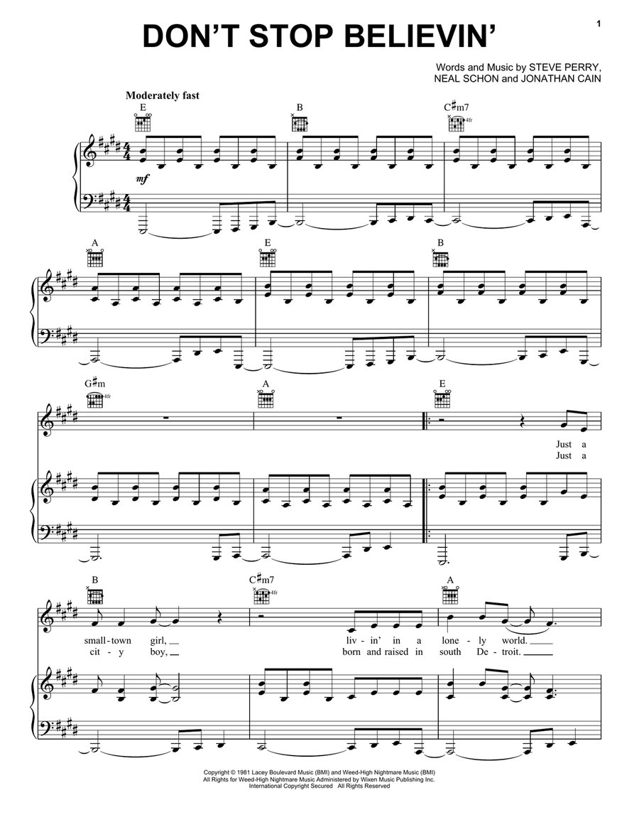 Don't Stop Believin' Acoustic Guitar scores gallery preview page 1