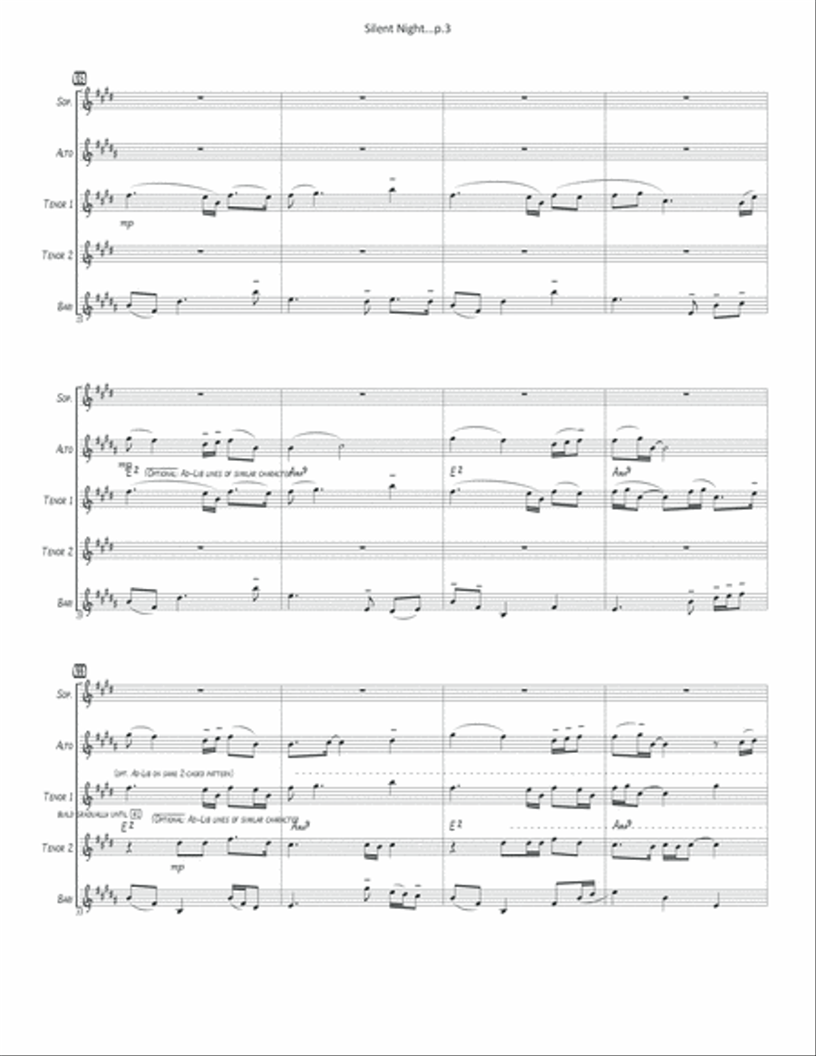 Silent Night - saxophone quintet Saxophone Quintet scores gallery preview page 5