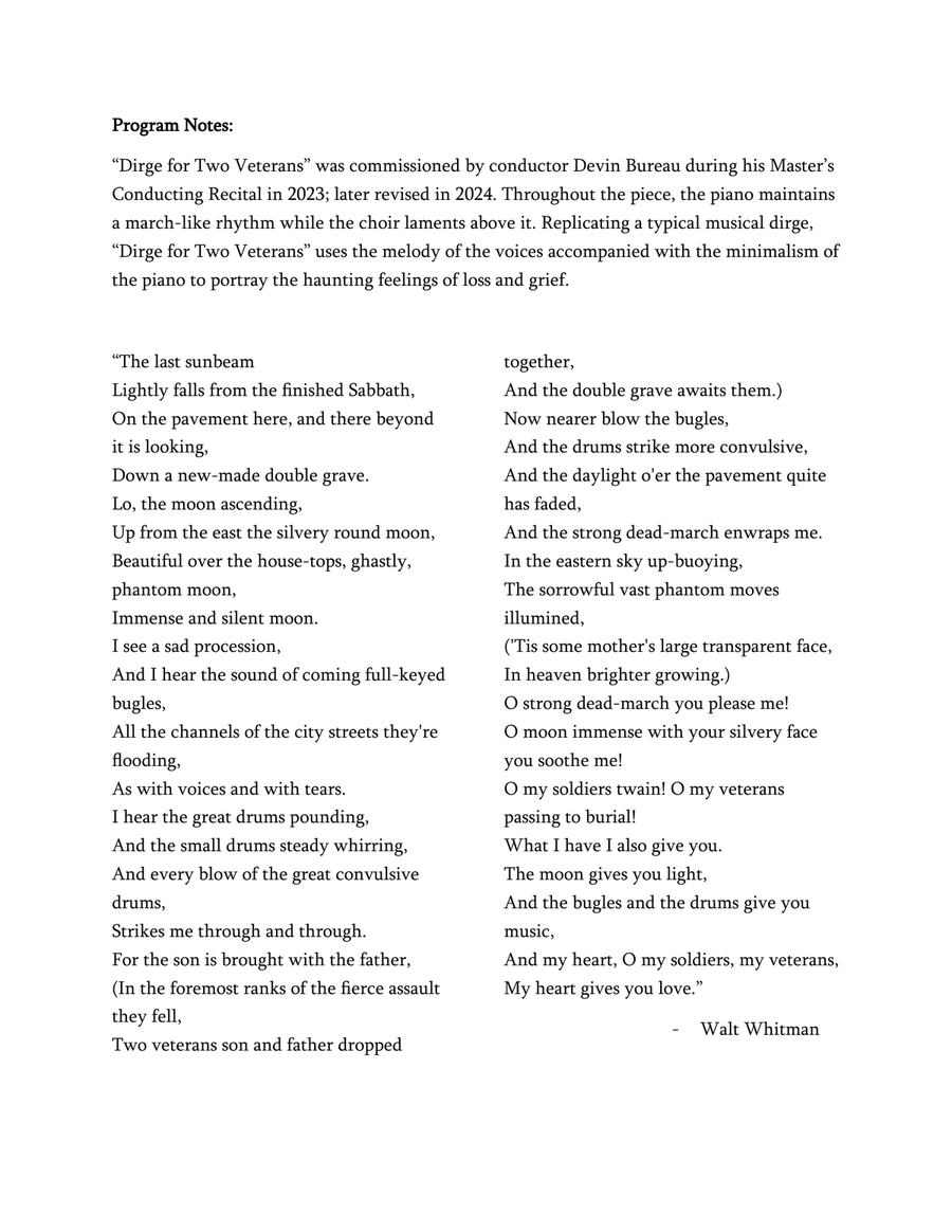 Dirge for Two Veterans 4-Part scores gallery preview page 2