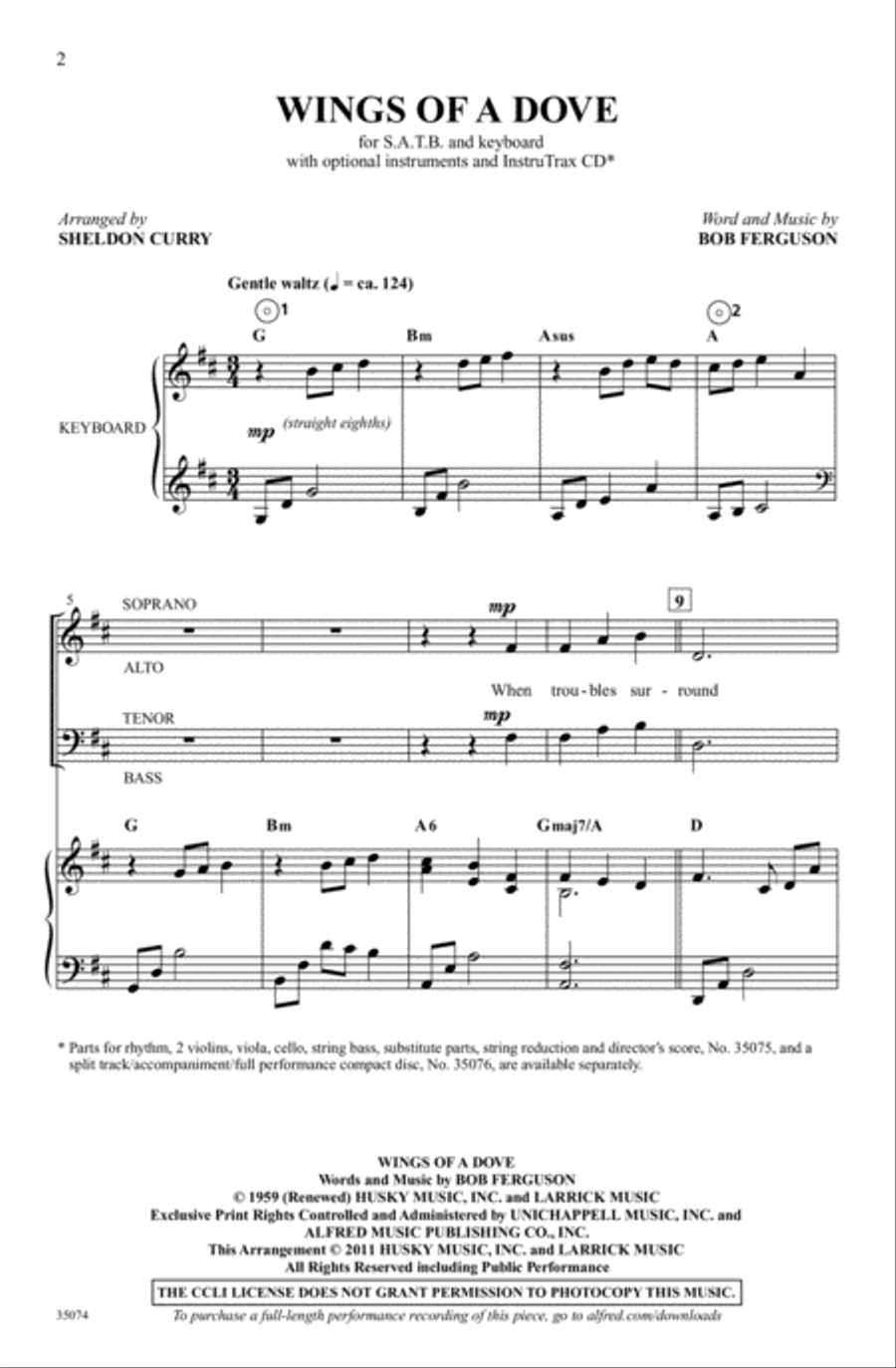 Wings of a Dove Choir scores gallery preview page 1