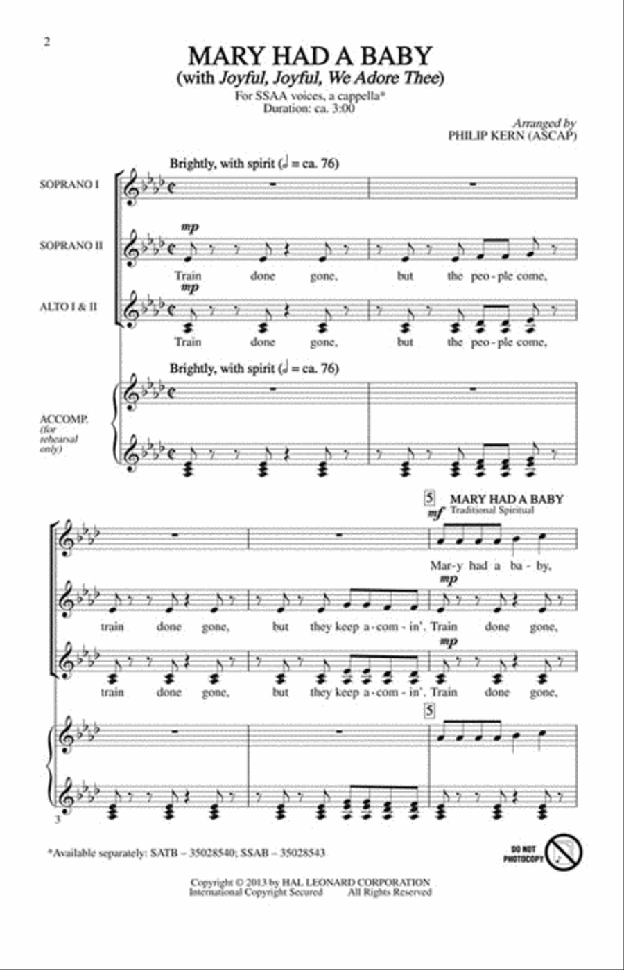 Mary Had a Baby Mary Had a Baby SSAA scores gallery preview page 2