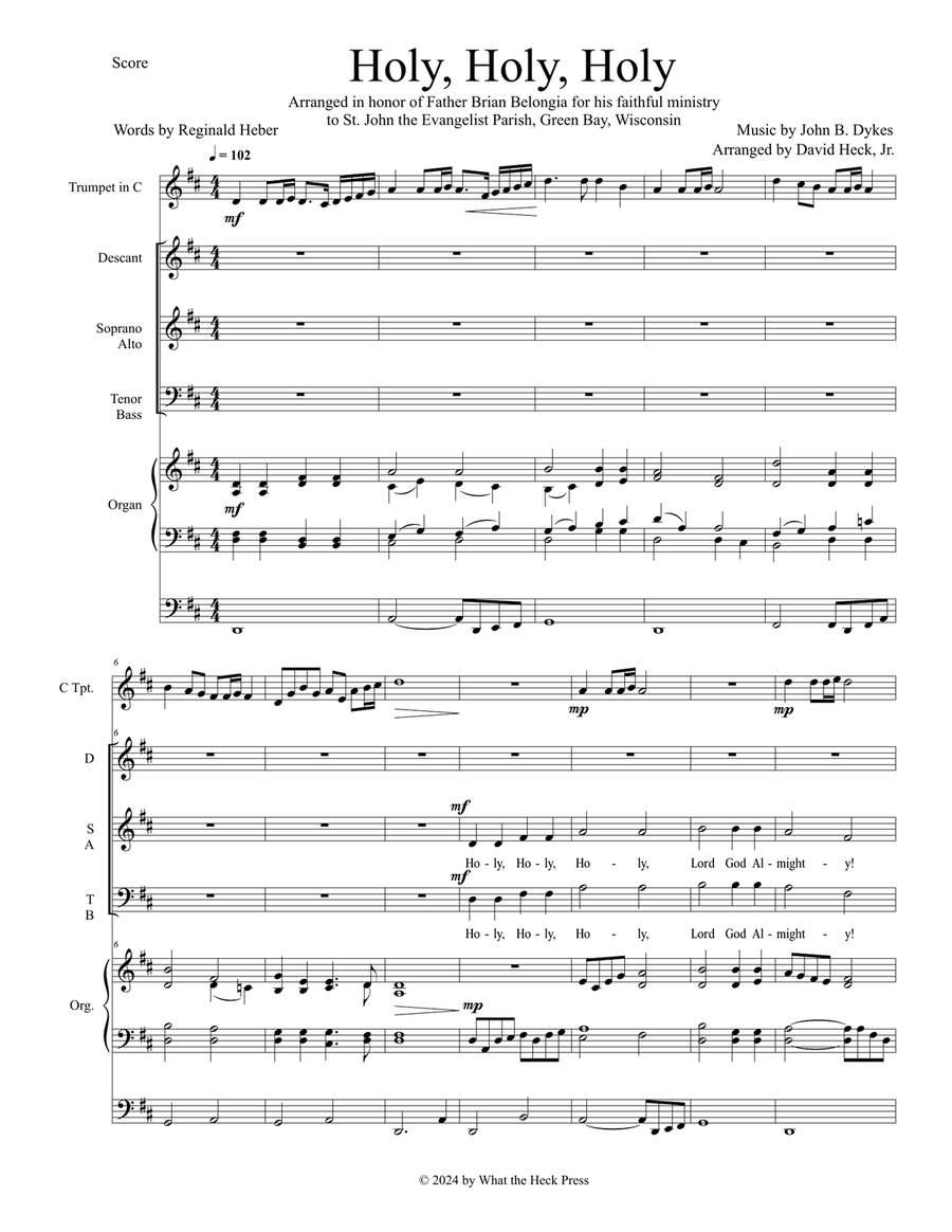 Holy, Holy, Holy Holy, Holy, Holy 4-Part scores gallery preview page 1