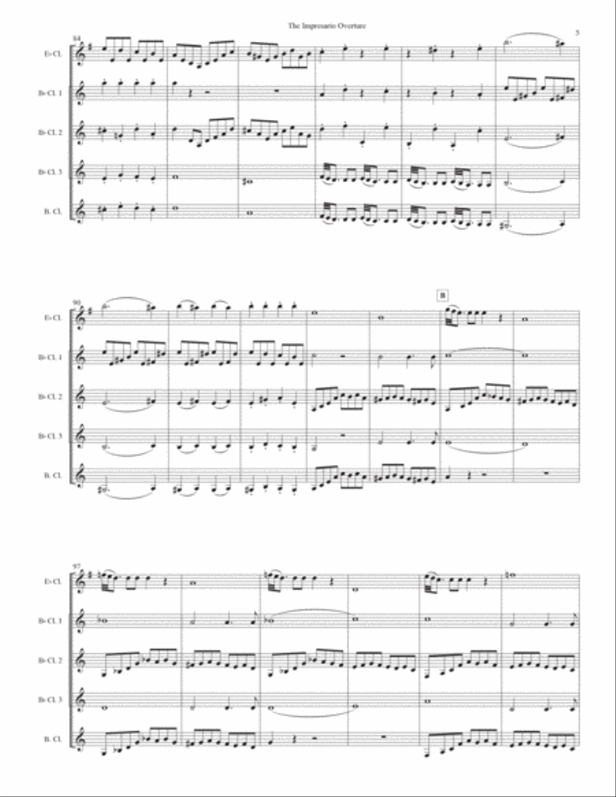 The Impresario Overture for clarinet quintet Clarinet Quintet scores gallery preview page 5