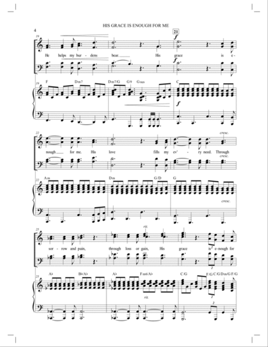 His Grace Is Enough For Me 4-Part scores gallery preview page 4