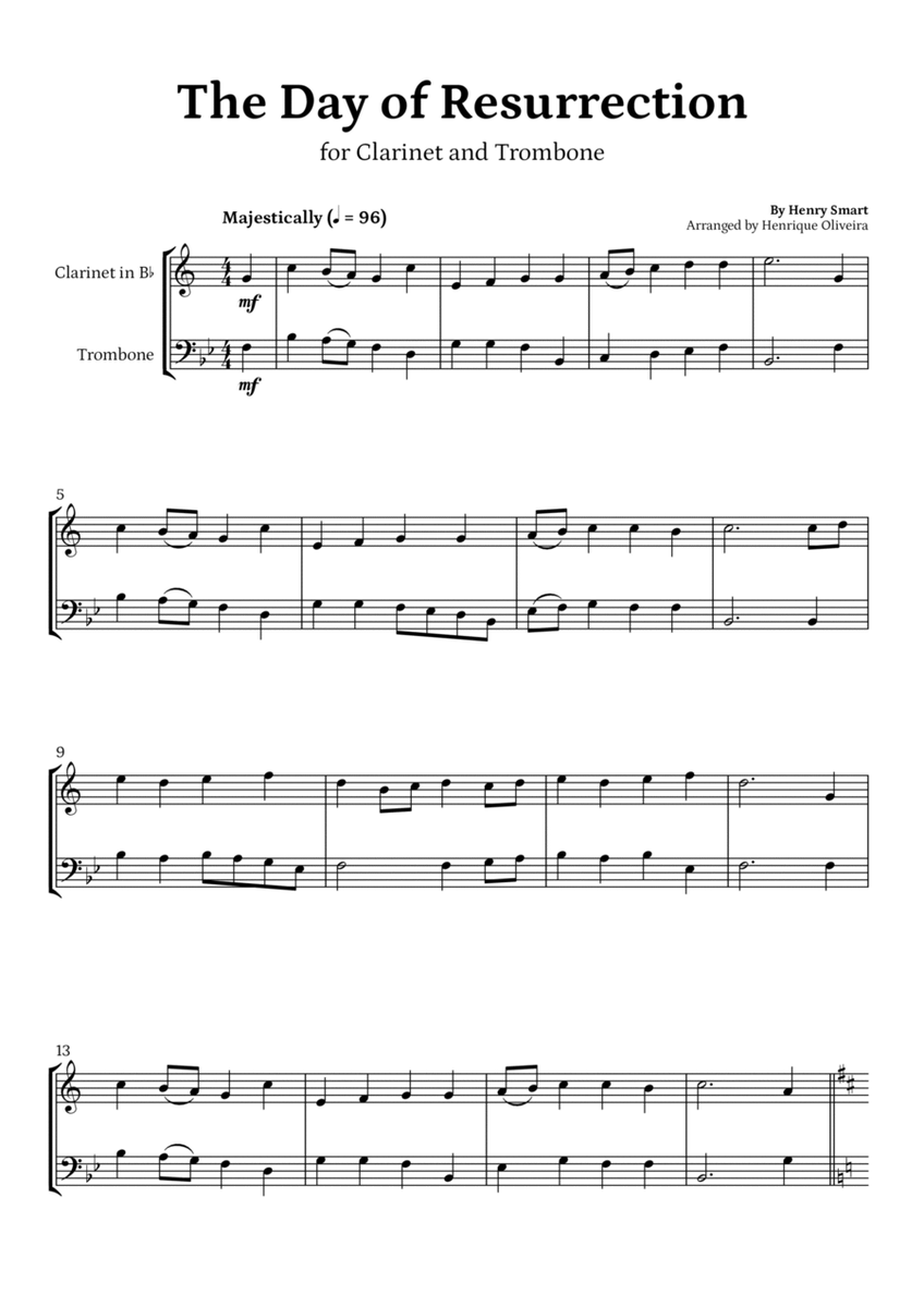 The Day of Resurrection (Clarinet and Trombone) - Easter Hymn image number null