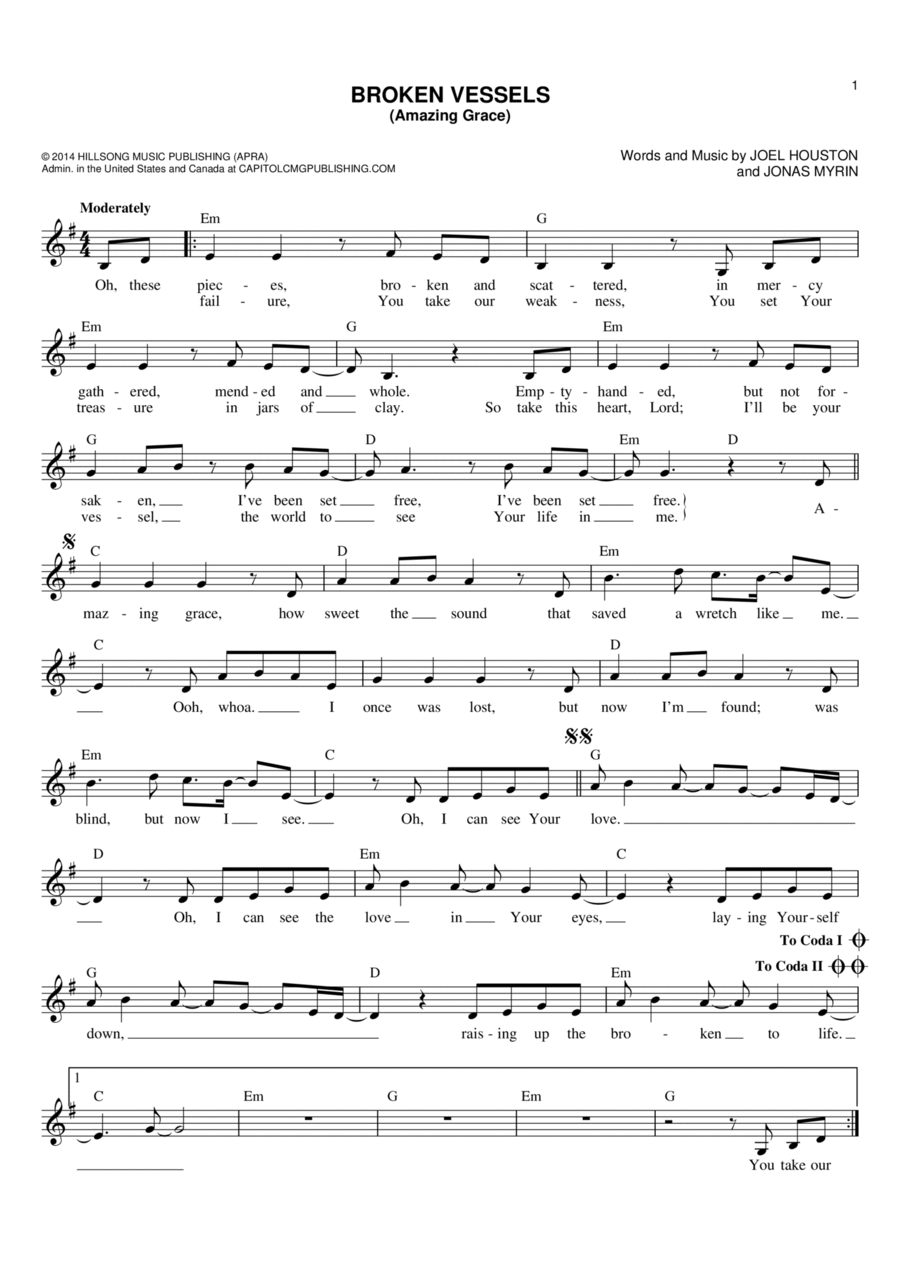 Broken Vessels (Amazing Grace) Flute scores gallery preview page 1