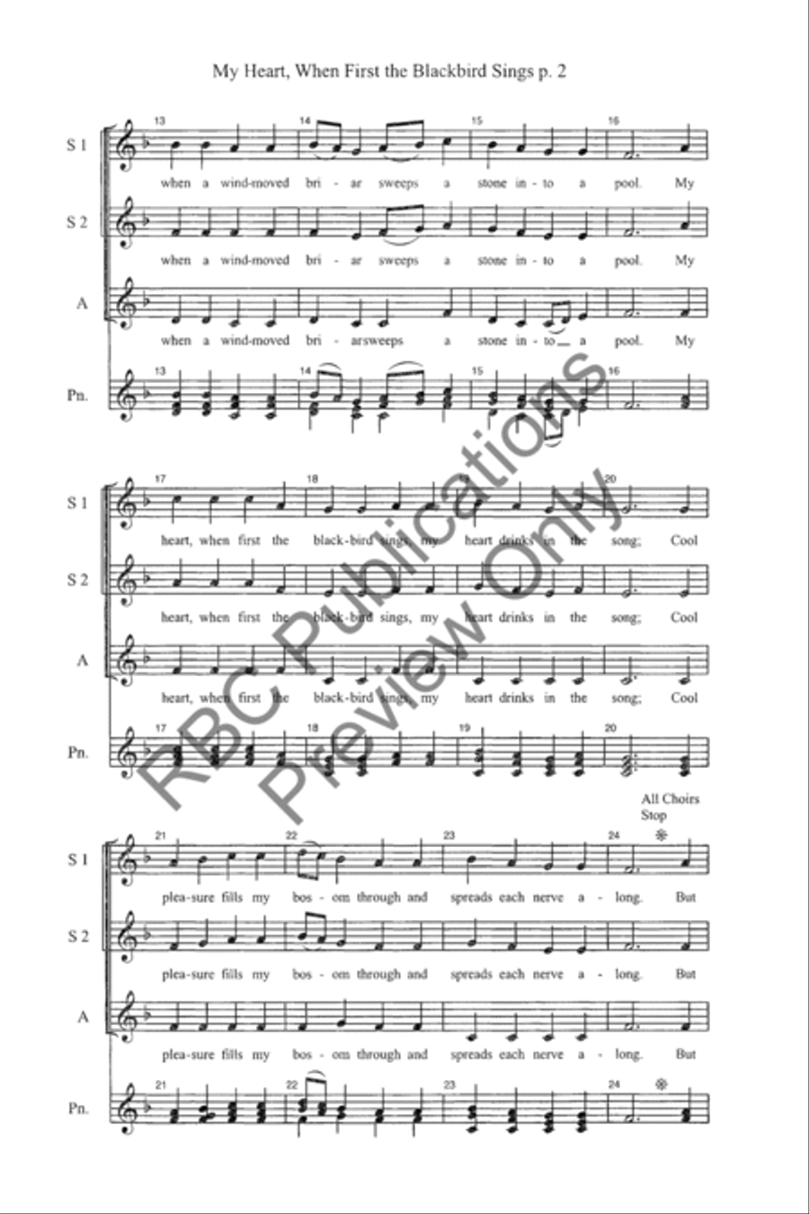 My Hear, When First The Blackbird Sings (SSA) SSA scores gallery preview page 4
