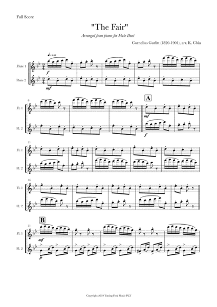 "The Fair" by Cornelius Gurlitt, arranged for Flute Duet image number null