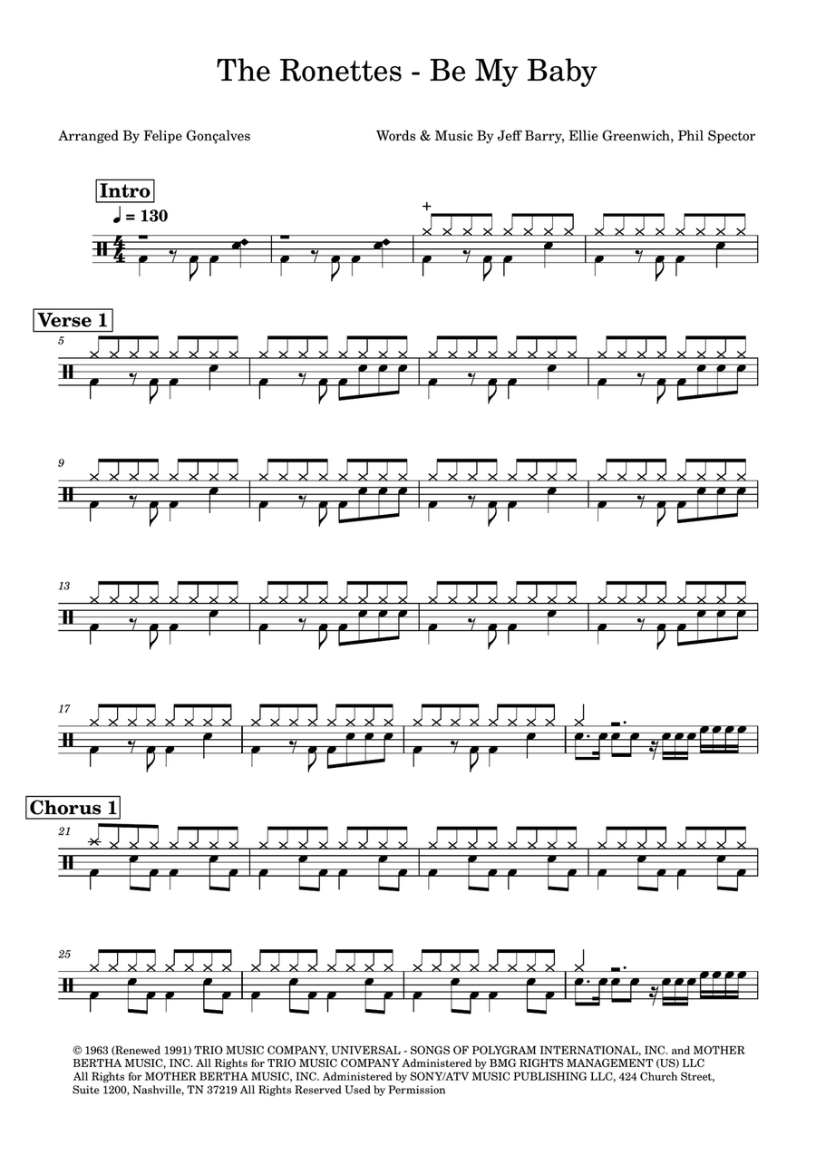 Be My Baby Drum Set scores gallery preview page 1