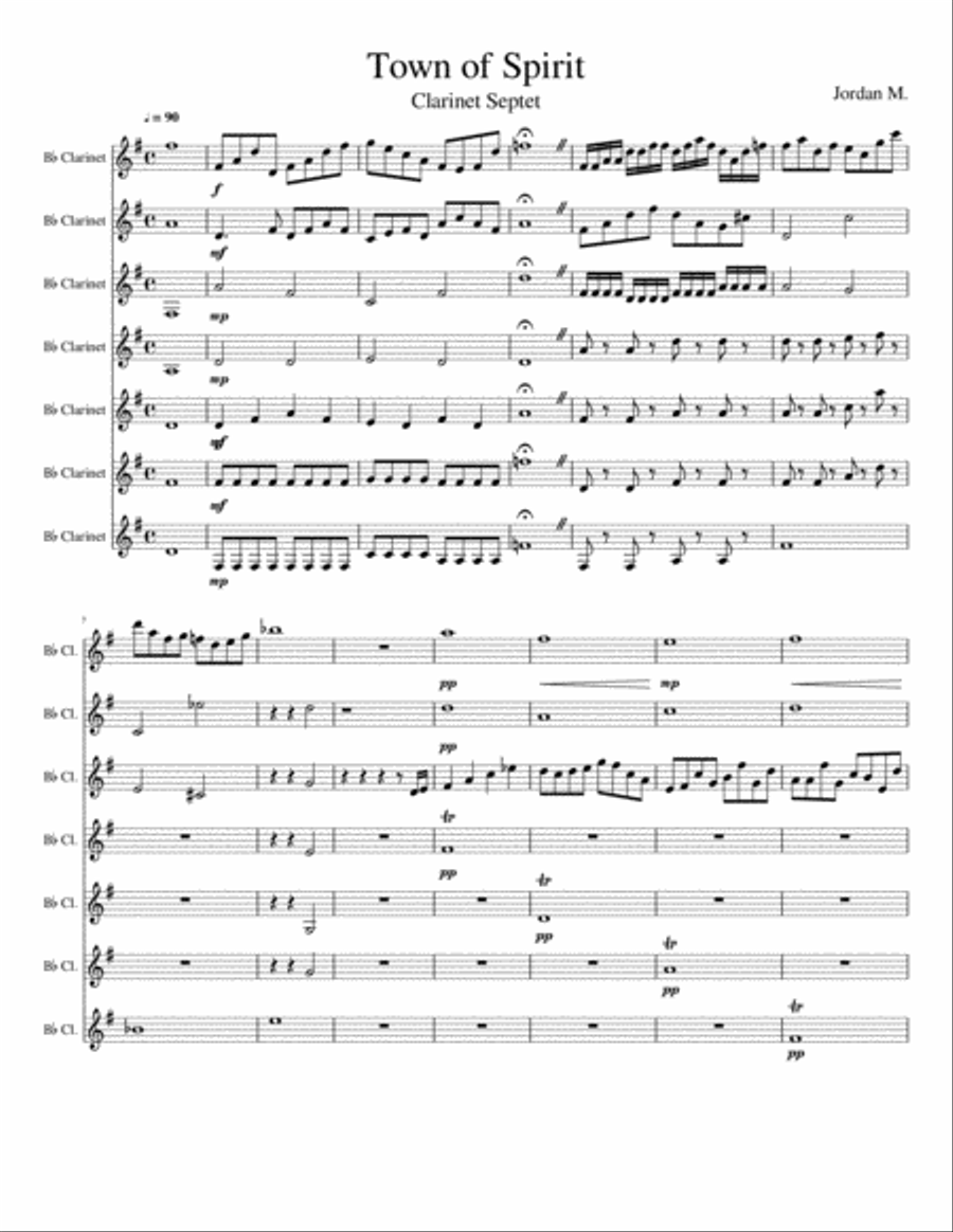 Town of Spirit Woodwind Ensemble scores gallery preview page 1