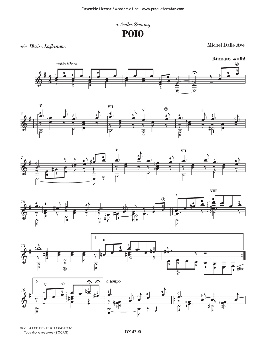 Poio Poio Classical Guitar scores gallery preview page 2