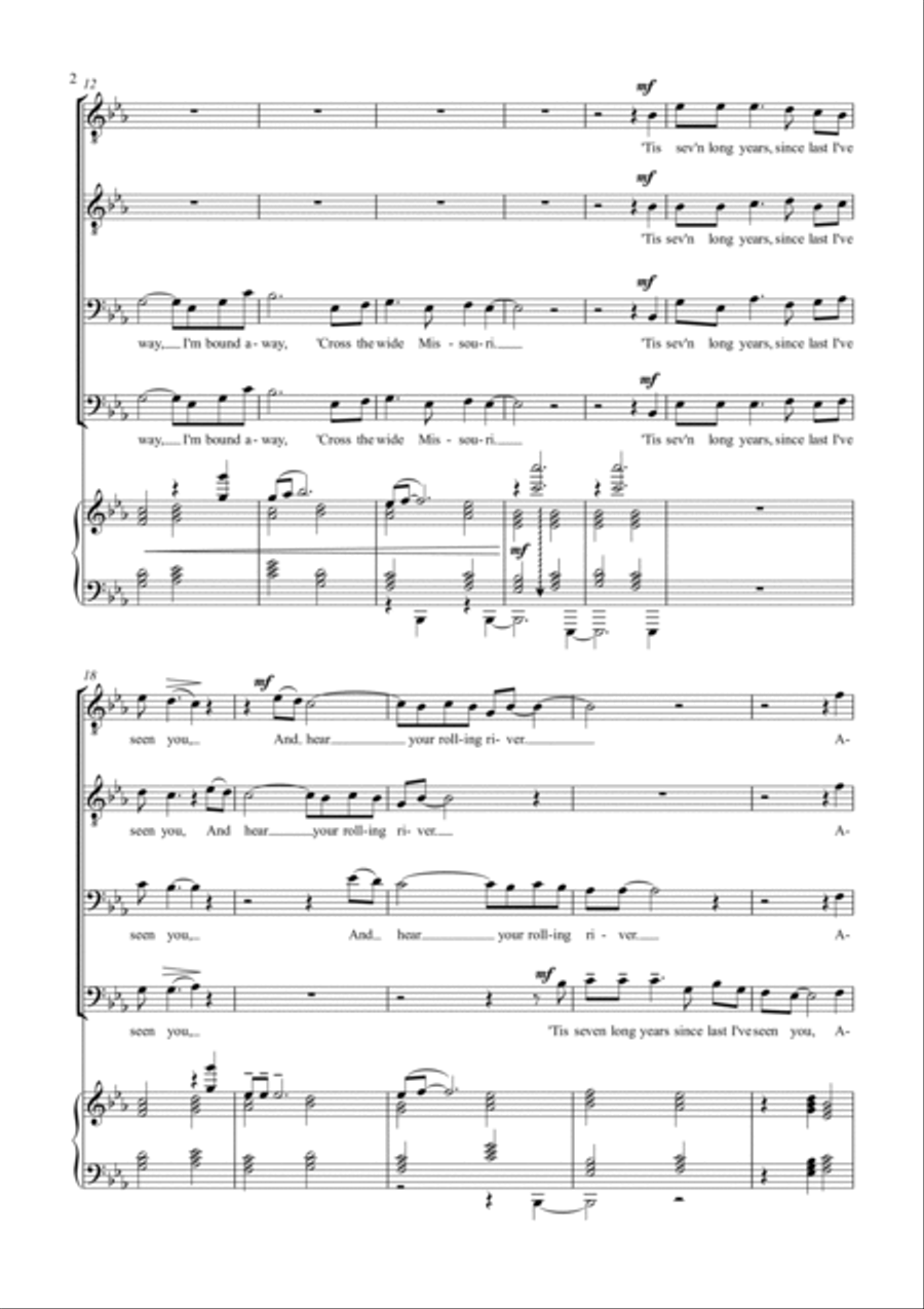 O Shenandoah! (TTBB and Piano) TTBB scores gallery preview page 2